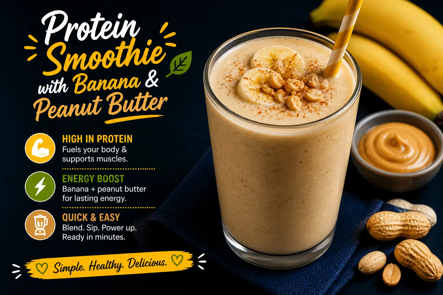 Protein Smoothie with Banana & Peanut Butter