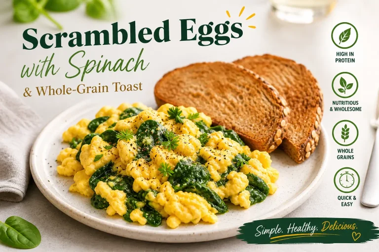 Scrambled Eggs with Spinach & Whole-Grain Toast breakfast 7 Scrambled Eggs with Spinach & Whole-Grain Toast